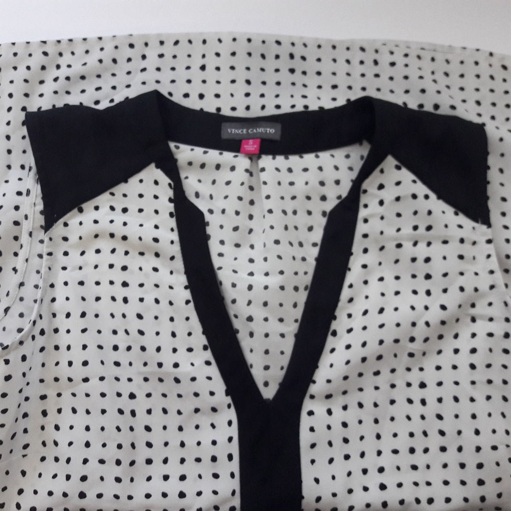 Vince Camuto Women’s S Top White Black Sleeveless - Picture 4 of 8